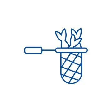 Fish nets line icon concept. Fish nets flat vector symbol, sign, outline Stock Illustration