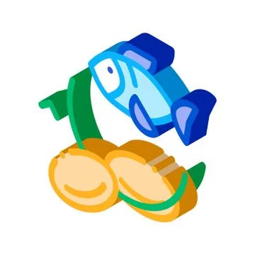 Fish Nutrients Supplements isometric icon vector illustration Illustrazione stock