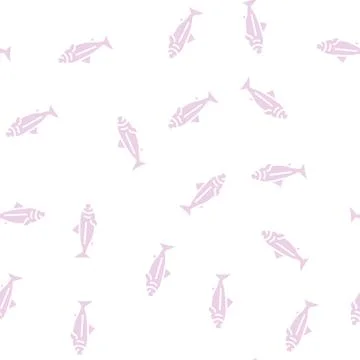 Fish ocean glyph seamless pattern Stock Illustration