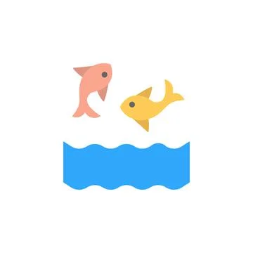Fish, ocean, jumping icon. Simple color vector elements of saving marine icons Stock Illustration