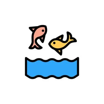 Fish, ocean, jumping icon. Simple color with outline vector elements of saving Stock Illustration