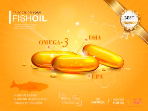 Fish oil ads template Stock Illustration