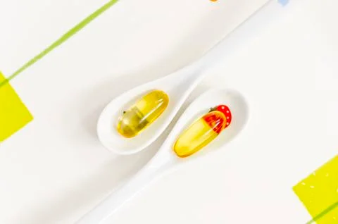Fish oil capsules Stock Photos