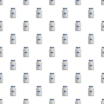 Fish oil supplement bottles creating seamless pattern Stock Illustration