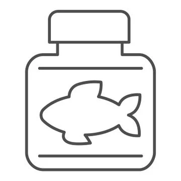 Fish oil thin line icon. Bottle with fish oil vector illustration isolated on Stock Illustration