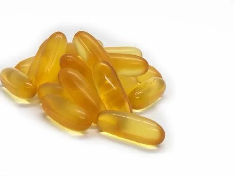 Fish oil on white background Stock Photos