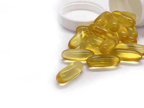 Fish oil on white background Stock Photos