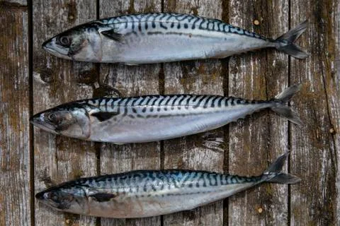 The fish is old on the table Foto stock