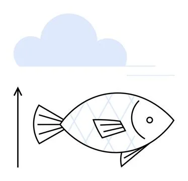 Fish Out of Water The Intersection of Nature and Metaphor in a Minimalist L.. Illustrazione stock