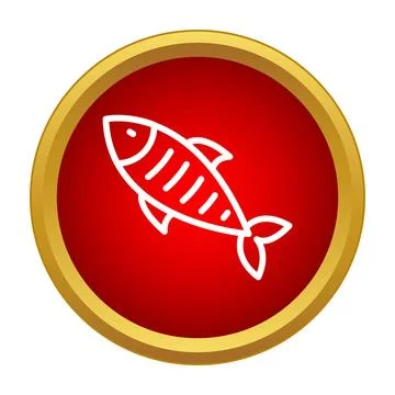 Fish outline graphic in red circle icon Illustrazione stock