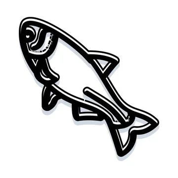 Fish outline vector design for food concepts Illustrazione stock