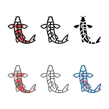 Fish pack koi color icon vector 스톡 일러스트
