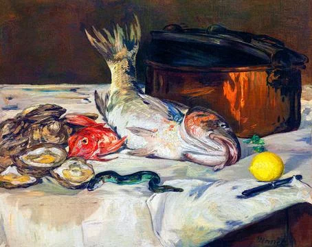 Fish painting in high resolution by Eacute; douard Manet. Illustrazione stock