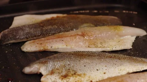 Fish on pan Video stock 46055213