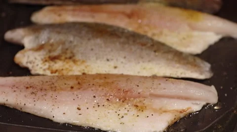 Fish on pan Stock Footage 46055248