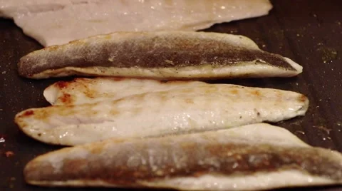 Fish on pan Stock Footage 46055266