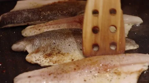 Fish on pan Stock Footage 46055273