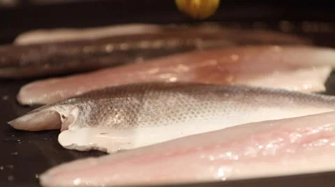Fish on pan Stock Footage 46055274