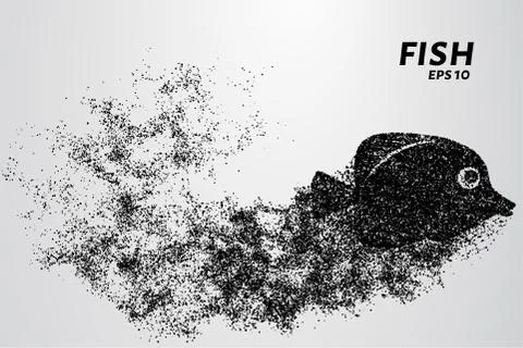 Fish from the particles. Fish consists of small circles and dots. Vector illu Illustrazione stock