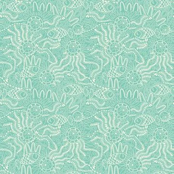 Fish pattern in abstract style. copy square to the side and you'll get seamle Stock Illustration