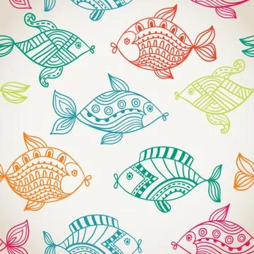 Fish pattern in abstract style Stock Illustration