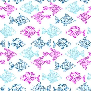 Fish pattern in abstract style Stock Illustration