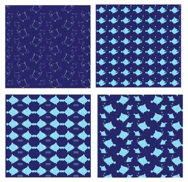 Fish pattern background set for design Stock Illustration