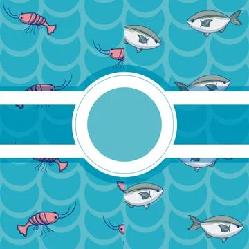 Fish pattern blue background Illustrazione stock