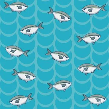 Fish pattern blue background Illustrazione stock