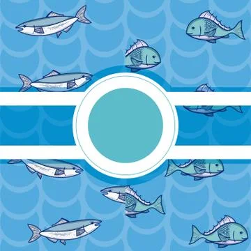Fish pattern blue background Stock Illustration