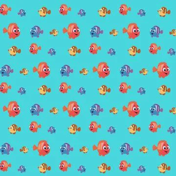 Fish pattern on a blue background Stock Illustration