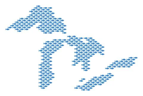 Fish Pattern Great Lakes Map 스톡 일러스트