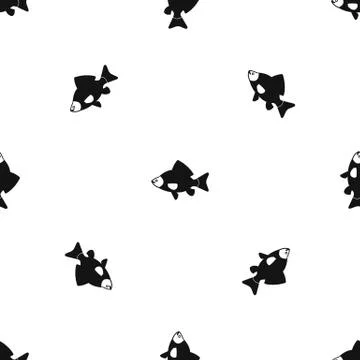 Fish pattern seamless black 스톡 일러스트