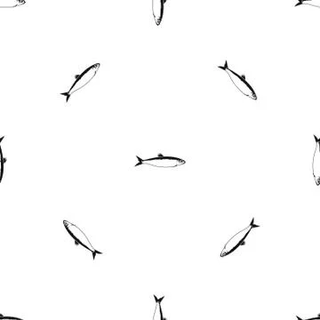 Fish pattern seamless black Stock Illustration