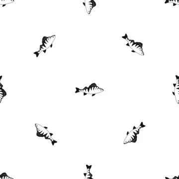 Fish pattern seamless black Stock Illustration