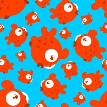 Fish pattern seamless cartoon style. Sea animal vector background. ocean char Illustrazione stock