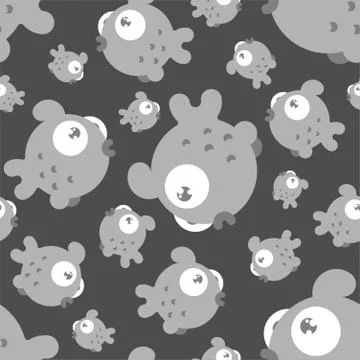 Fish pattern seamless cartoon style. Sea animal vector background. ocean char Stock Illustration