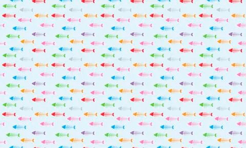 Fish pattern seamless colorful vector skeleton background Stock Illustration