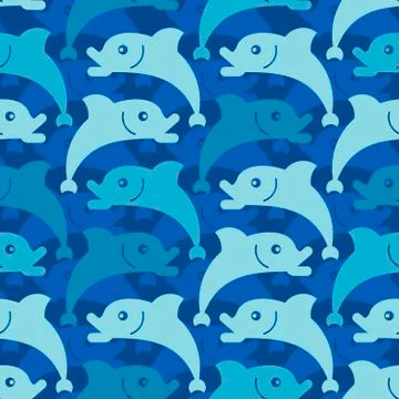 Fish pattern seamless. Underwater animal background. Vector ornament 스톡 일러스트