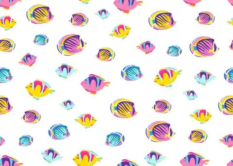 Fish pattern seamless vector illustration. Endless cartoon color sea ocean Stock Illustration