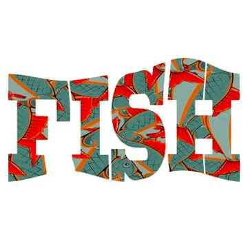 Fish Pattern Text Isolated on White Background Stock Illustration