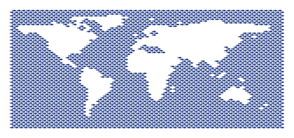 Fish Pattern World Ocean Map Illustrazione stock