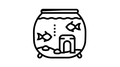 Fish pet line icon animation Stock Footage 164587627