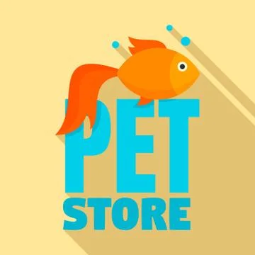 Fish pet store logo, flat style Stock Illustration