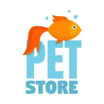 Fish pet store logo, flat style Stock Illustration