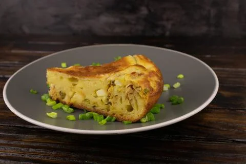 Fish pie with egg Stock Photos