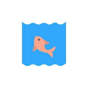 Fish, pink, ocean icon. Simple color vector elements of saving marine icons for Illustrazione stock