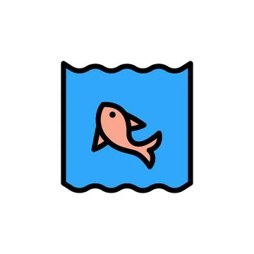 Fish, pink, ocean icon. Simple color with outline vector elements of saving Stock Illustration