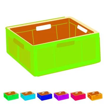 Fish plastic crate vector cartoon graphic イラスト素材