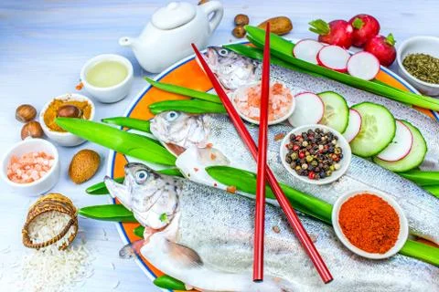 Fish on a plate Stock Photos